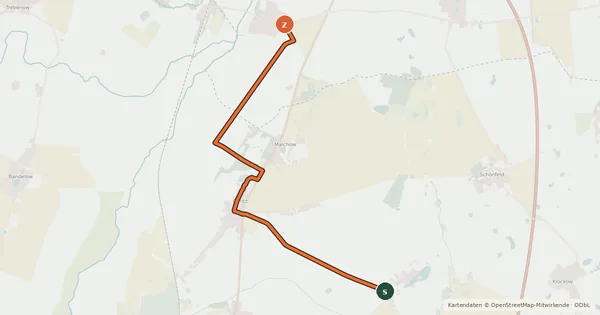 Kartenübersicht der Radroute Radroute 73-90