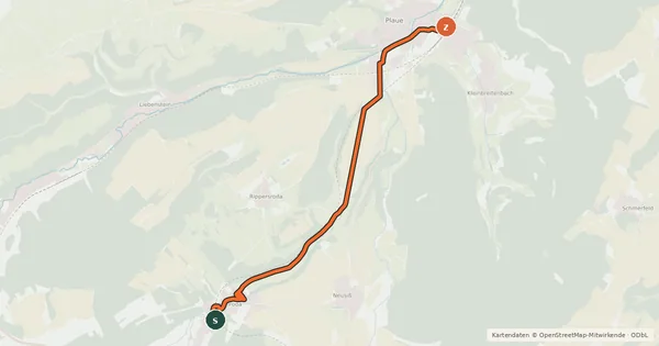 Kartenübersicht der Radroute Radroute 83-84