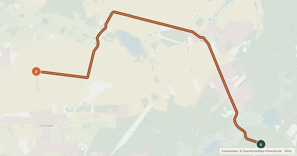 Kartenübersicht der Radroute Radroute 84-93