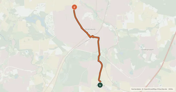 Kartenübersicht der Radroute Radroute A4 Ahrensfelde <=> Rosenweg