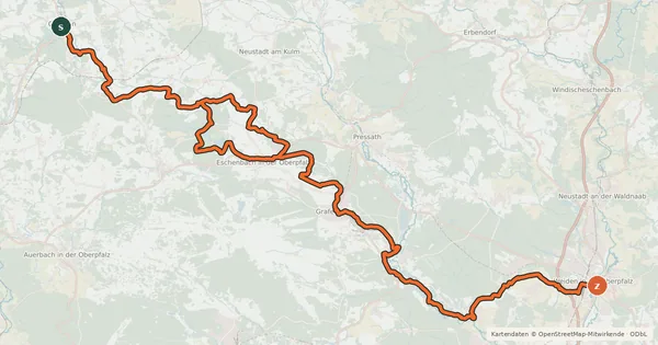 Kartenübersicht der Radroute Radroute "Creußen-Radweg"