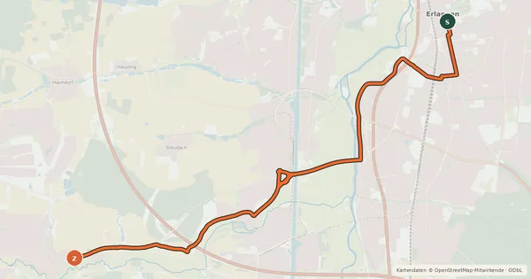 Kartenübersicht der Radroute Radroute Erlangen 4