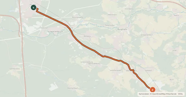 Kartenübersicht der Radroute Radroute Feucht-Neumarkt