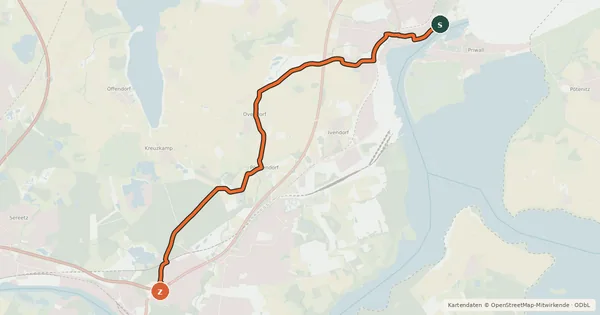 Kartenübersicht der Radroute Radroute (Freizeit) HL28 Herrentunnel - Travemünde