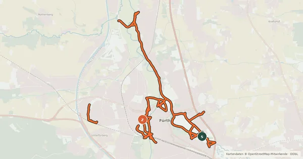 Kartenübersicht der Radroute Radroute Fürther Stadtnetz
