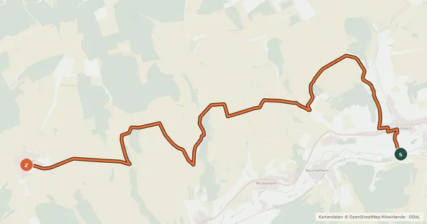Kartenübersicht der Radroute Radroute Heugrumbach-Heßlar