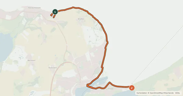 Kartenübersicht der Radroute Radroute HL31 Priwall - Niendorf (Teilstück des Ostseeküsten-Radweg)