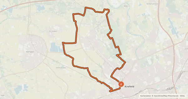 Kartenübersicht der Radroute Radroute Krefeld R1