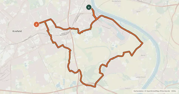 Kartenübersicht der Radroute Radroute Krefeld R4