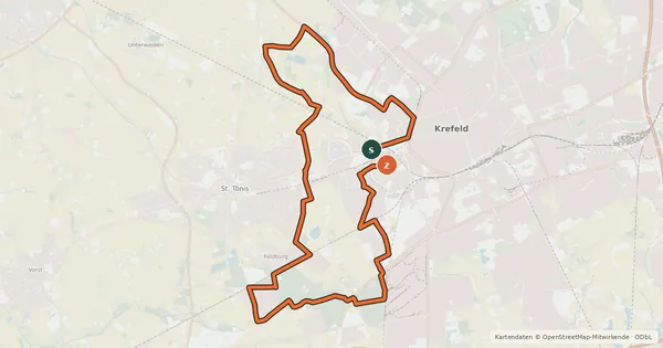Kartenübersicht der Radroute Radroute Krefeld R6