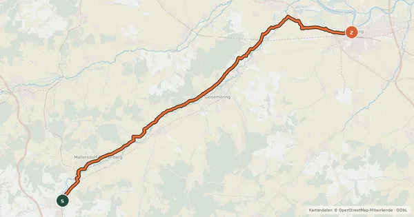 Kartenübersicht der Radroute Radroute Labertalradweg