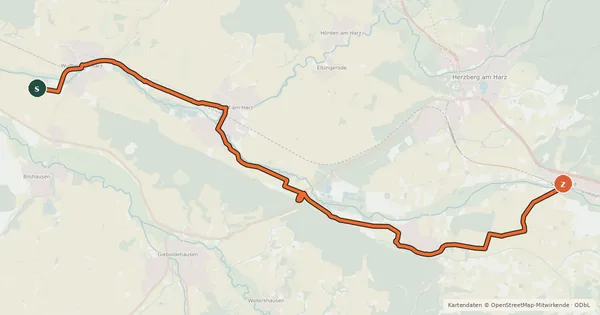 Kartenübersicht der Radroute Radroute Landkreis GÖ R105