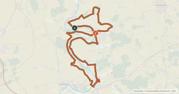 Kartenübersicht der Radroute Radroute Mainschleifen-Tour