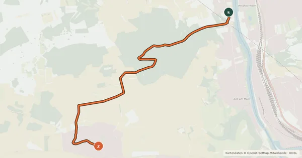 Kartenübersicht der Radroute Radroute Margetshöchheim-Hettstadt