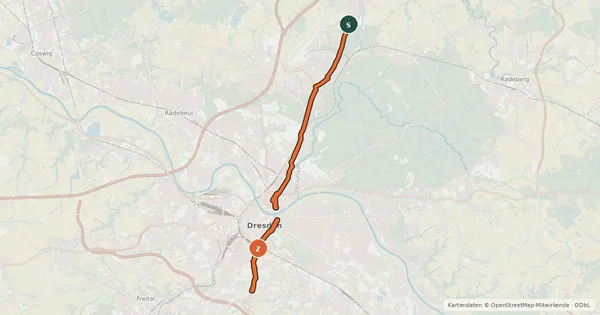 Kartenübersicht der Radroute Radroute Nord-Süd