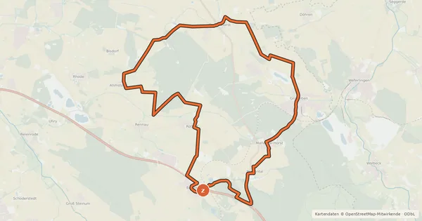 Kartenübersicht der Radroute Radroute O