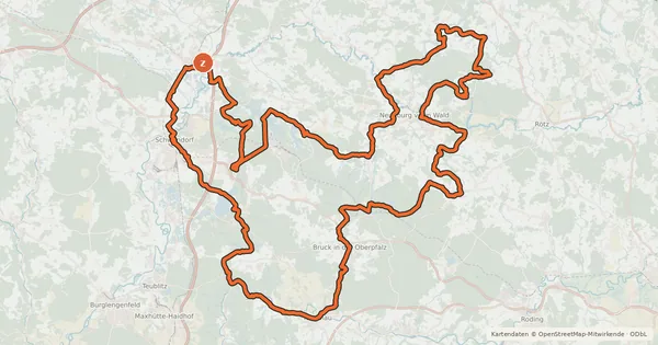 Kartenübersicht der Radroute Radroute Oberpfälzer Seenland Rundweg