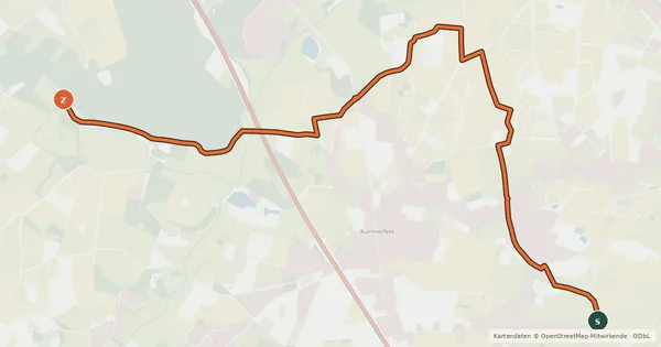 Kartenübersicht der Radroute Radroute Pau19-Tor14