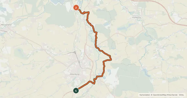 Kartenübersicht der Radroute Radroute R1 im Altenburger Land