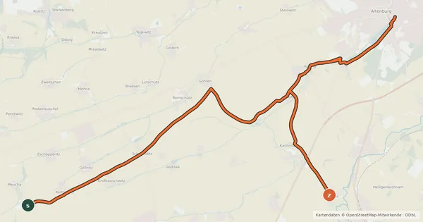 Kartenübersicht der Radroute Radroute RC im Altenburger Land