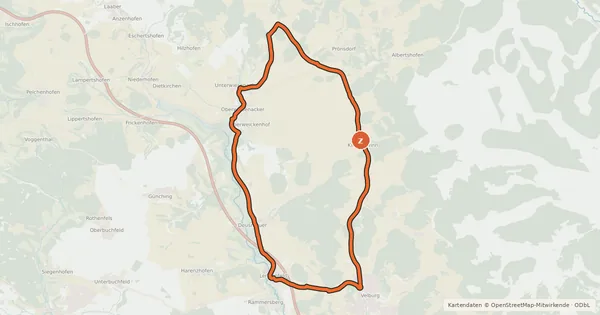 Kartenübersicht der Radroute Radroute Regionalpark Quellenreich - Schleife Velburg