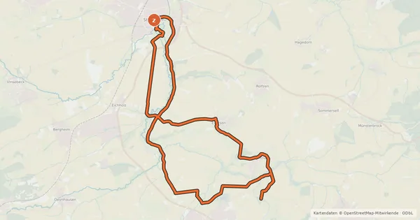 Kartenübersicht der Radroute Radroute Steinheim 4 Externbrock Tour