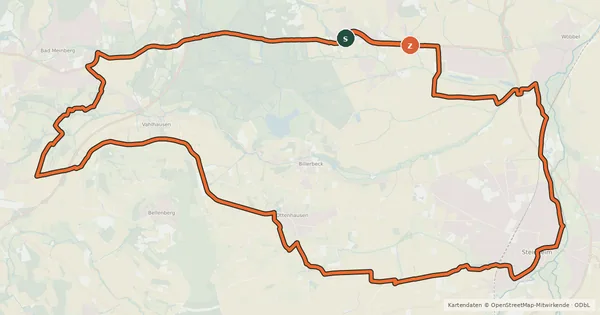 Kartenübersicht der Radroute Radroute Steinheim 8 Moorstich Tour