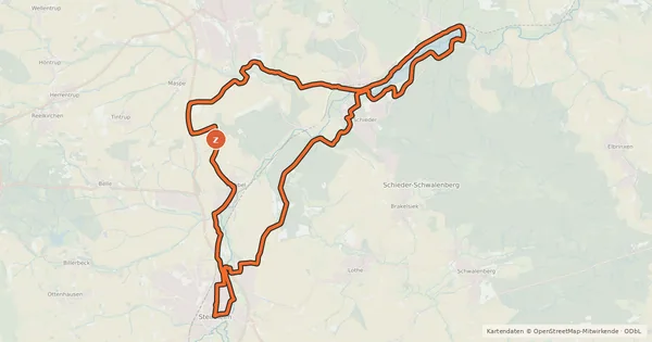 Kartenübersicht der Radroute Radroute Steinheim 9 Emmerstausee Tour