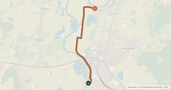 Kartenübersicht der Radroute Radroute Weser (alt.)