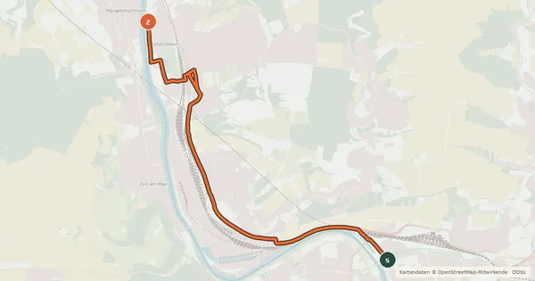 Kartenübersicht der Radroute Radroute Würzburg-Veitshöchheim