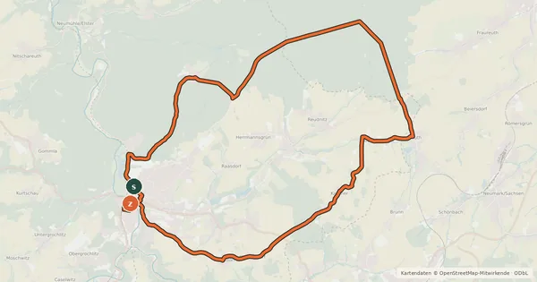 Kartenübersicht der Radroute Radrouten im Landkreis Greiz 6