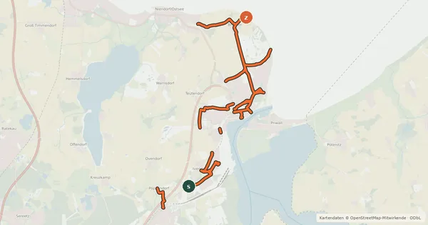 Kartenübersicht der Radroute Radrouten Lübeck-Travemünde - Netzergänzungen