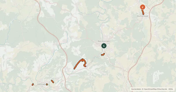Kartenübersicht der Radroute Radroutennetz Bad Kissingen