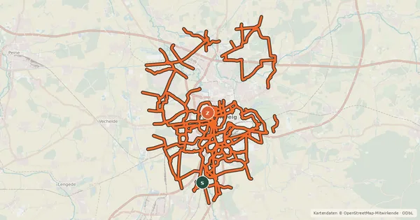 Kartenübersicht der Radroute Radroutennetz Braunschweig