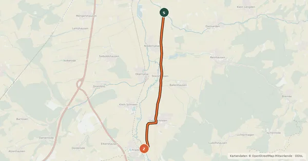 Kartenübersicht der Radroute Radroutennetz Landkreis GÖ R10