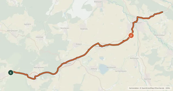 Kartenübersicht der Radroute Radroutennetz Landkreis GÖ R15