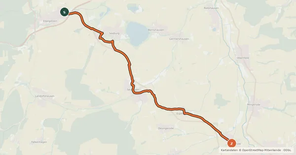 Kartenübersicht der Radroute Radroutennetz Landkreis GÖ R17