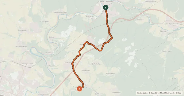 Kartenübersicht der Radroute Radroutennetz Landkreis GÖ R8
