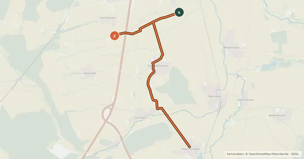 Kartenübersicht der Radroute Radroutennetz Landkreis GÖ V11