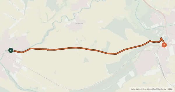 Kartenübersicht der Radroute Radroutennetz Landkreis GÖ V115