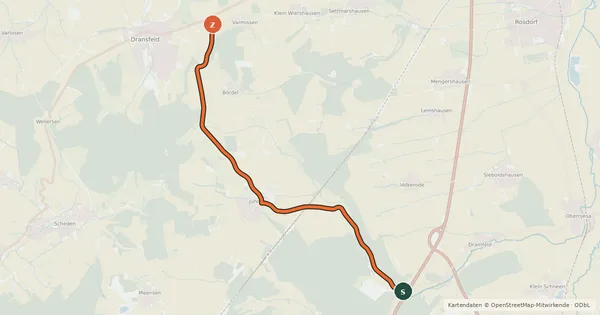 Kartenübersicht der Radroute Radroutennetz Landkreis GÖ V15