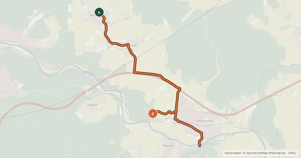 Kartenübersicht der Radroute Radroutennetz Landkreis GÖ V19