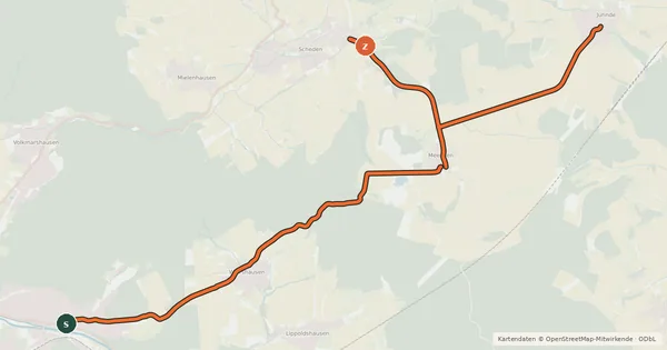 Kartenübersicht der Radroute Radroutennetz Landkreis GÖ V33