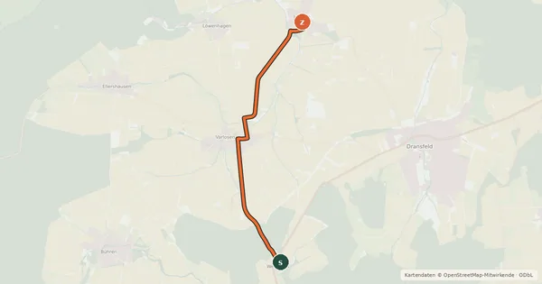Kartenübersicht der Radroute Radroutennetz Landkreis GÖ V35