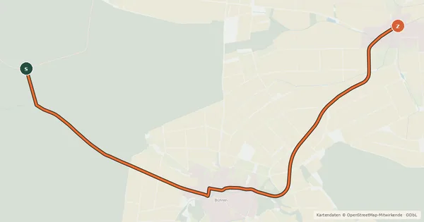 Kartenübersicht der Radroute Radroutennetz Landkreis GÖ V37