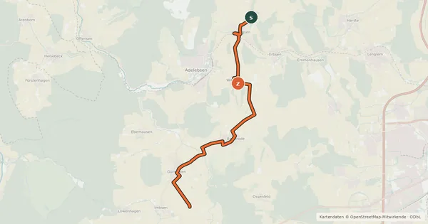 Kartenübersicht der Radroute Radroutennetz Landkreis GÖ V4