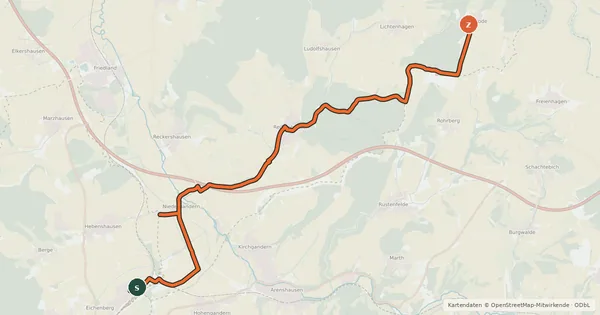 Kartenübersicht der Radroute Radroutennetz Landkreis GÖ V46