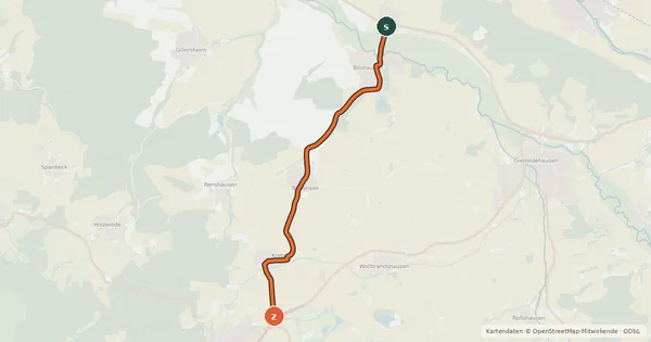 Kartenübersicht der Radroute Radroutennetz Landkreis GÖ V54