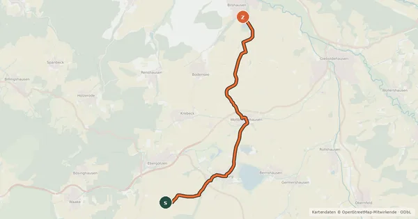 Kartenübersicht der Radroute Radroutennetz Landkreis GÖ V57