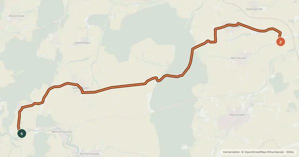 Kartenübersicht der Radroute Radroutennetz Landkreis GÖ V65